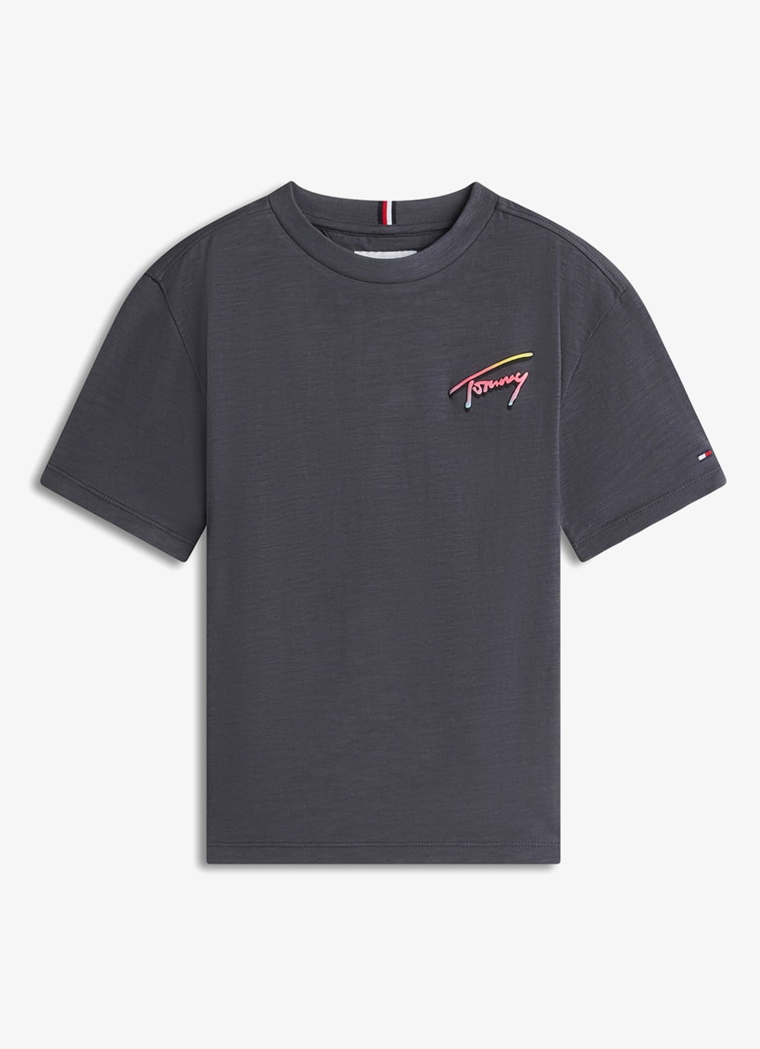 Tommy Hilfiger T-shirt met logo- en backprint - voorkant 2 middengrijs
