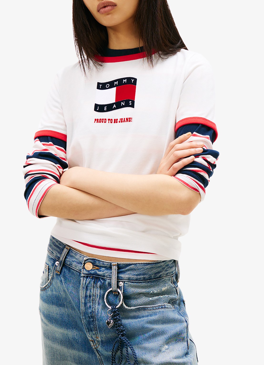 Tommy Hilfiger T-shirt met logo en ronde hals  - detail 2 wit