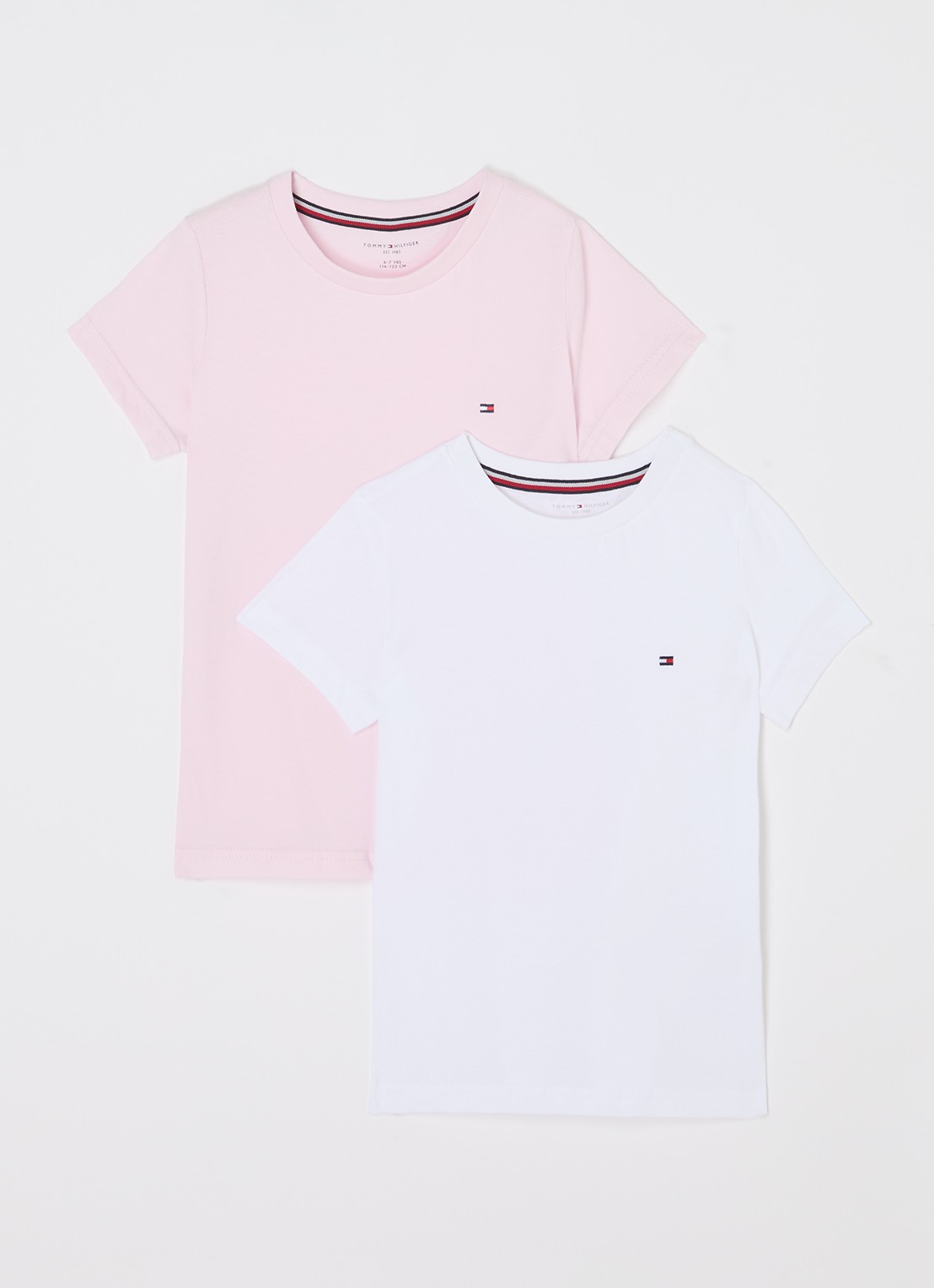 Tommy Hilfiger T-shirt met logo in 2-pack - voorkant lichtroze