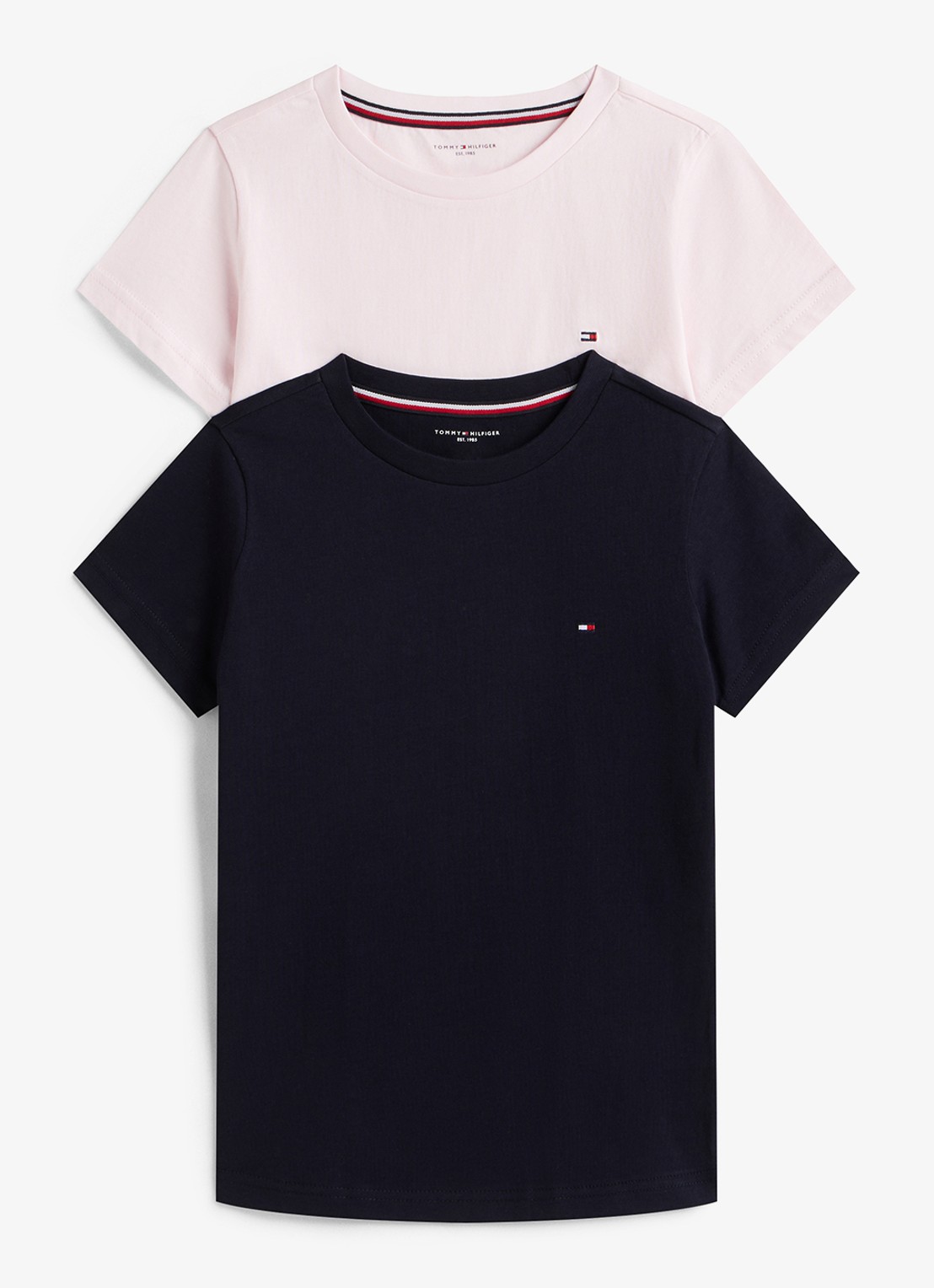Tommy Hilfiger T-shirt met logo in 2-pack - voorkant 2 donkerblauw