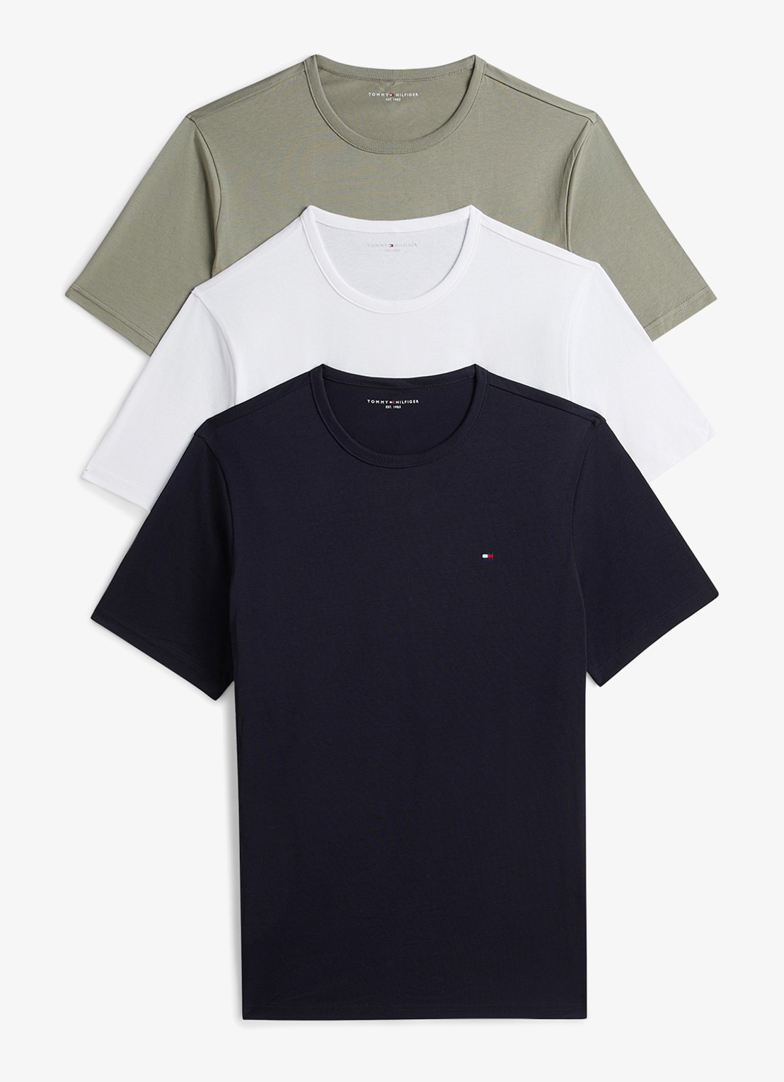 Tommy Hilfiger T-shirt met logo in 3-pack - voorkant 2 donkerblauw