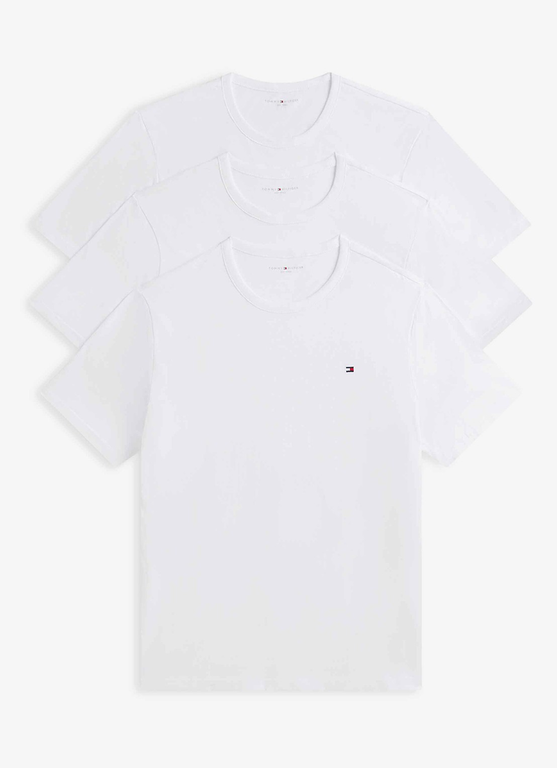 Tommy Hilfiger T-shirt met logo in 3-pack - voorkant 4 ivoor