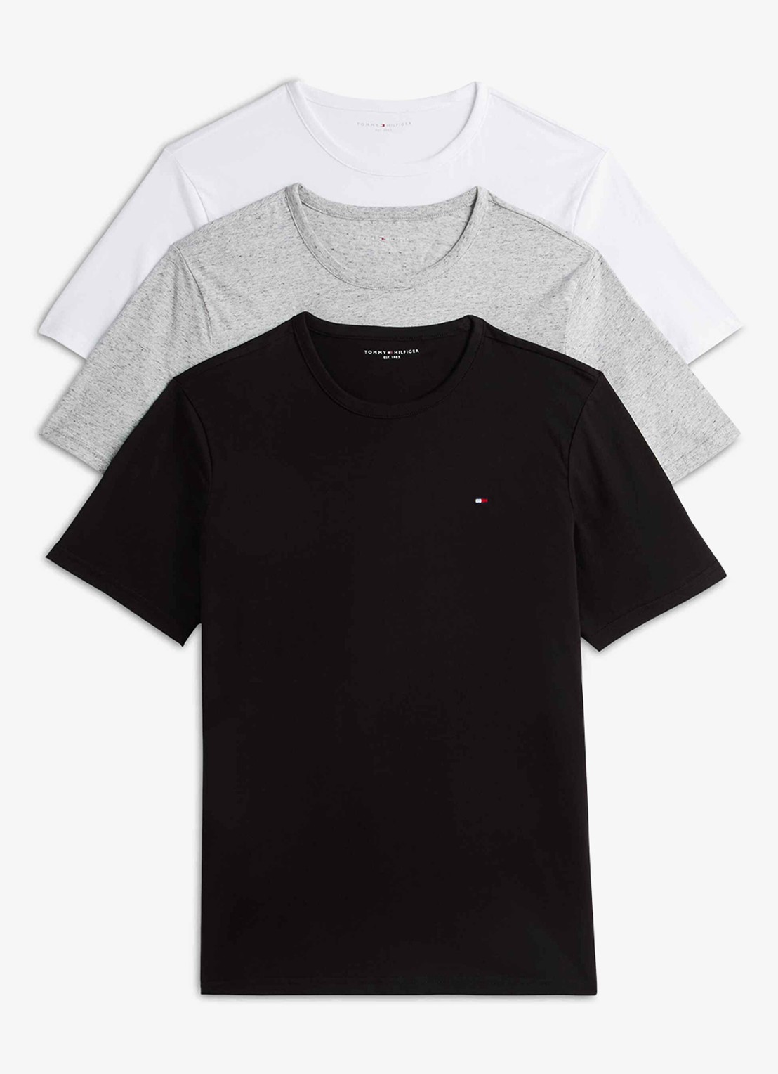 Tommy Hilfiger T-shirt met logo in 3-pack - voorkant grijs