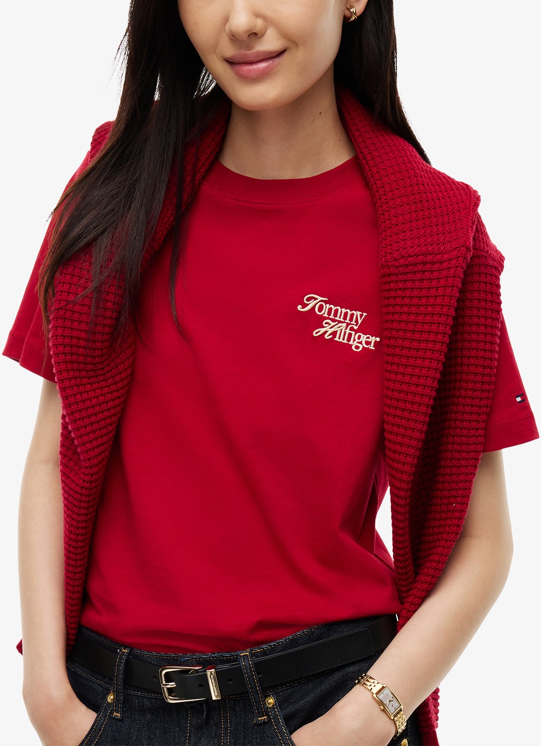 Tommy Hilfiger T-shirt met logo - detail 5 rood
