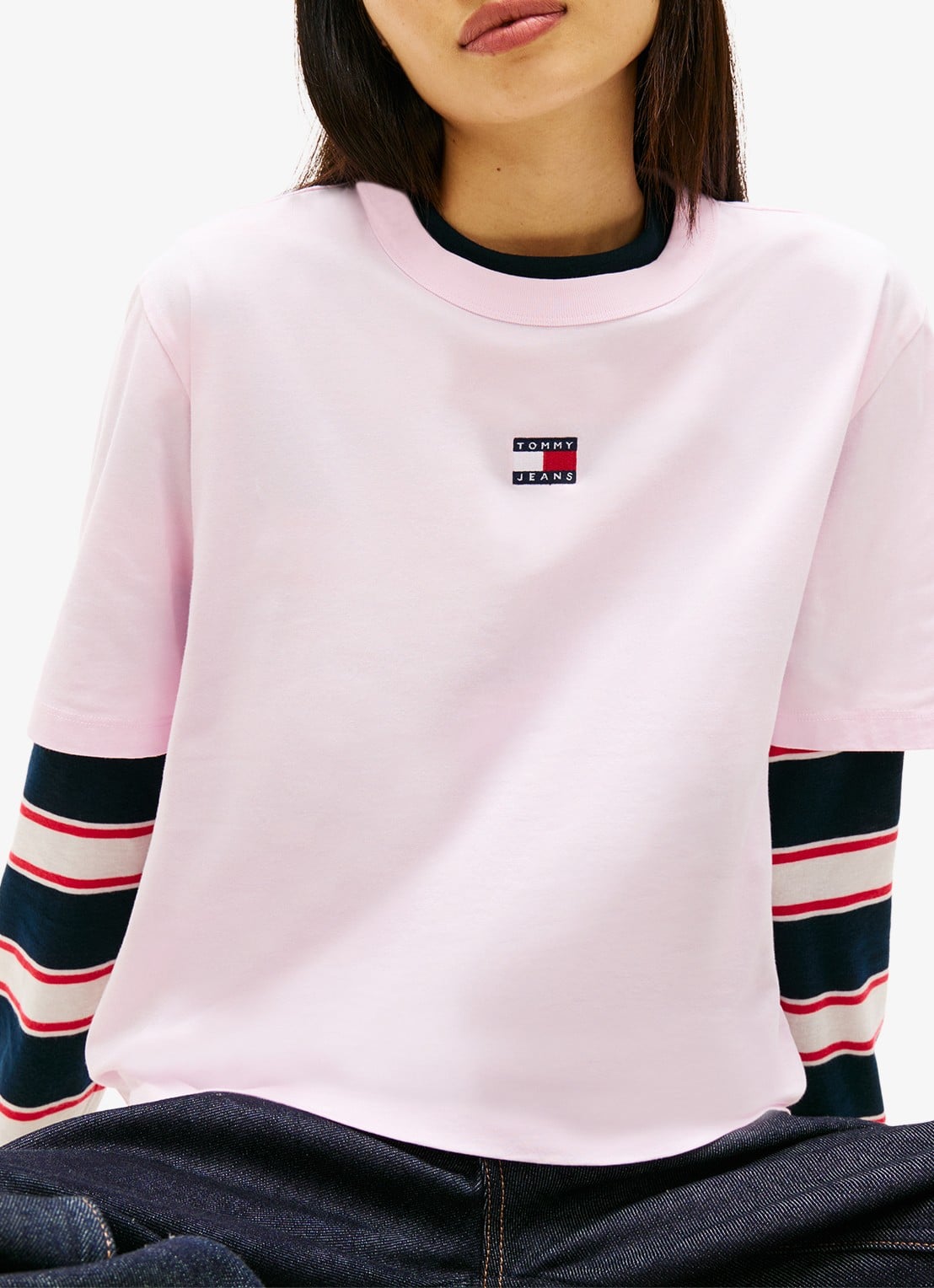 Tommy Hilfiger T-shirt met logo - detail 2 lichtroze