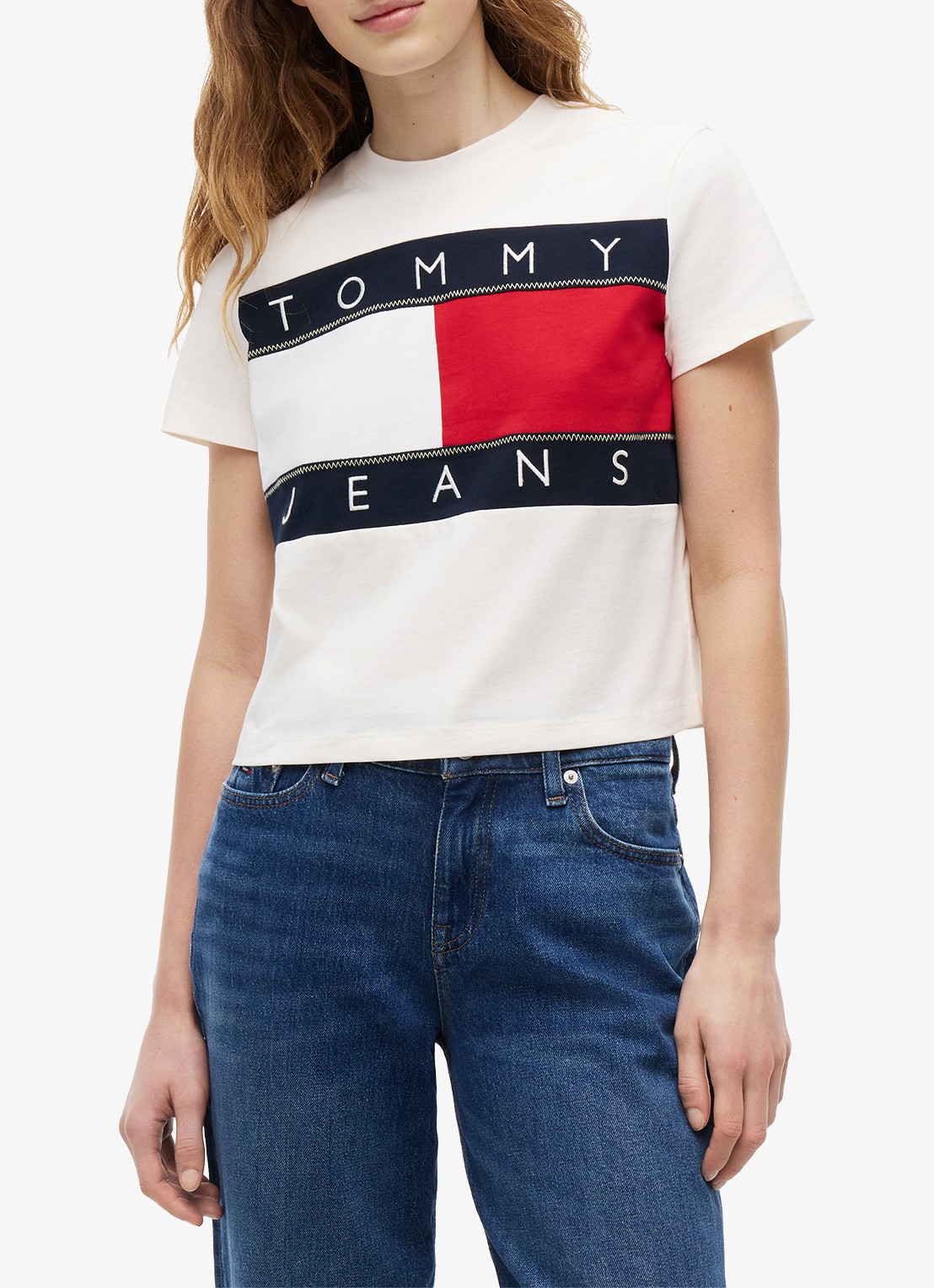 Tommy Hilfiger T-shirt met logo - detail 3 gebroken wit