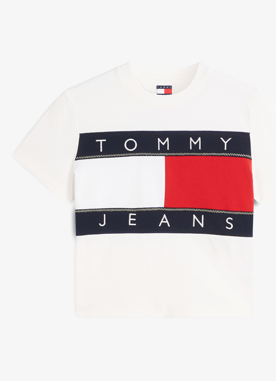 Tommy Hilfiger T-shirt met logo - voorkant gebroken wit