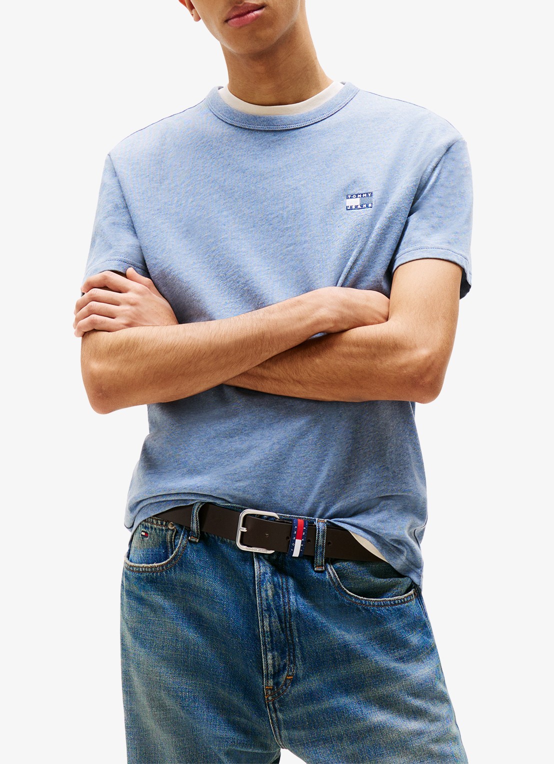 Tommy Hilfiger T-shirt met logo - detail 4 staalblauw