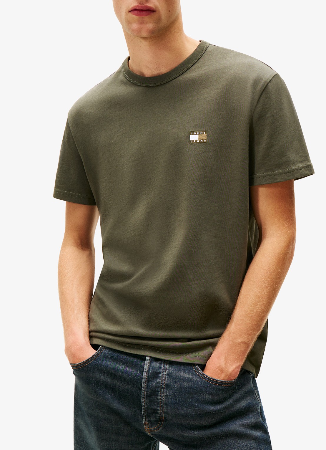 Tommy Hilfiger T-shirt met logo - detail 4 mosgroen