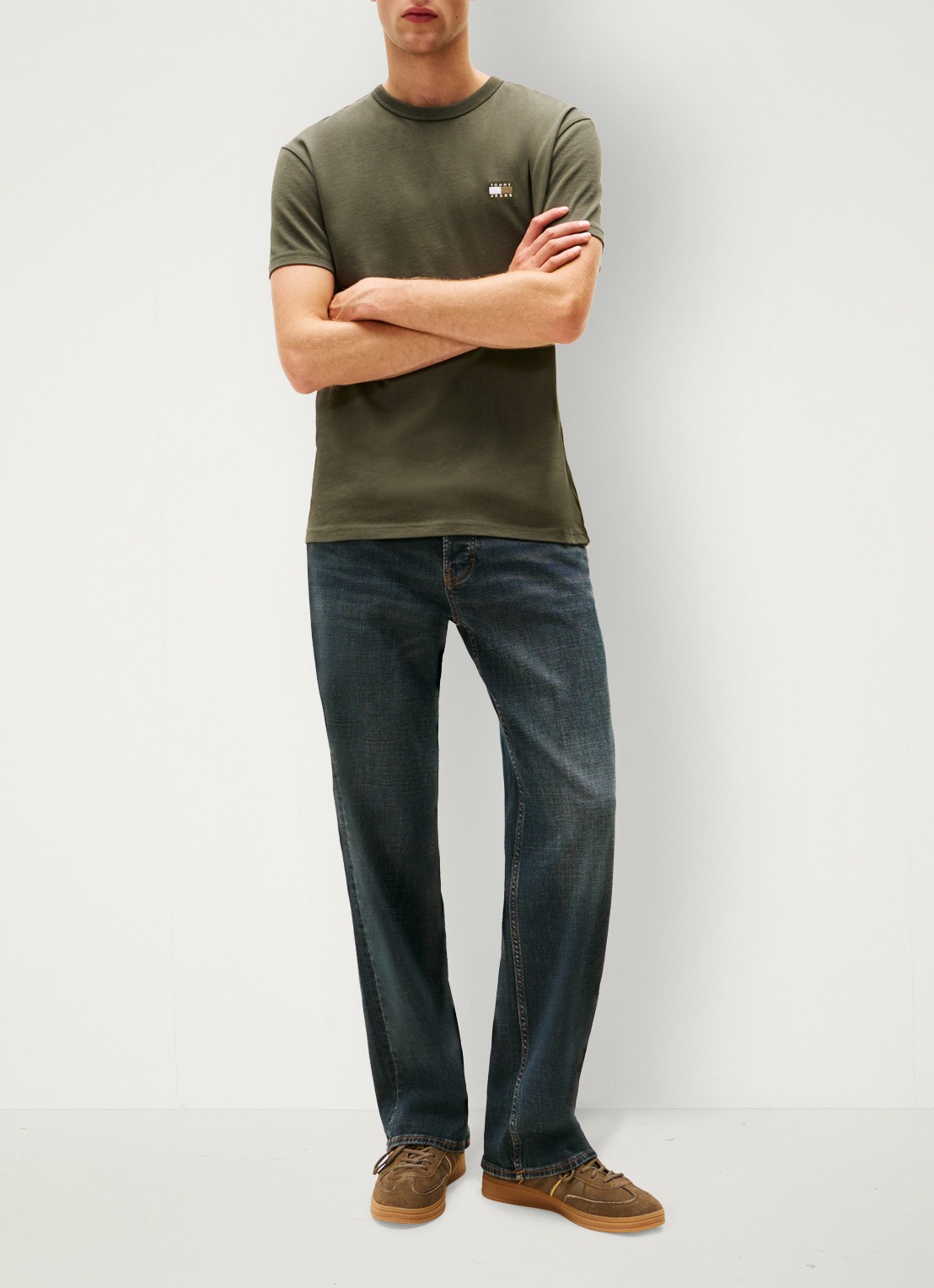 Tommy Hilfiger T-shirt met logo - voorkant 2 mosgroen