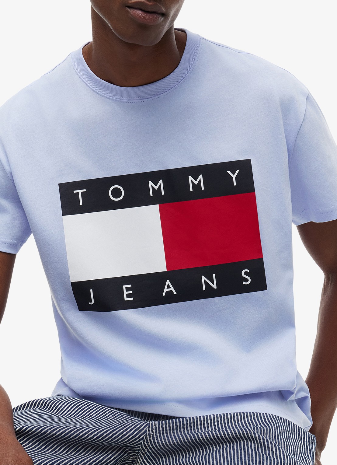 Tommy Hilfiger T-shirt met logo - detail 2 lichtblauw