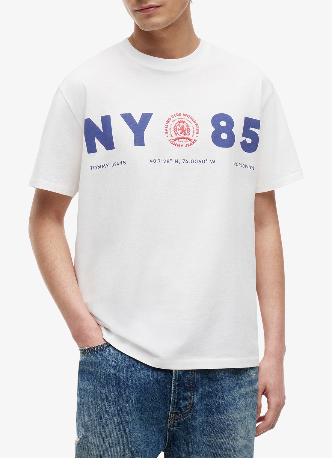 Tommy Hilfiger T-shirt met logo - detail 4 ecru-ybl