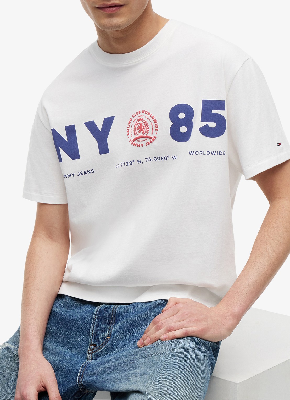 Tommy Hilfiger T-shirt met logo - detail 5 ecru-ybl