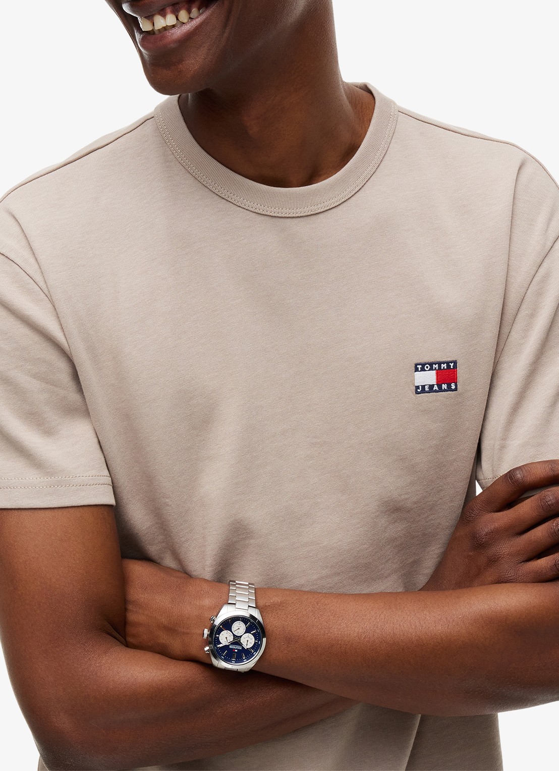 Tommy Hilfiger T-shirt met logo - detail 4 limestone dust-pke / beige