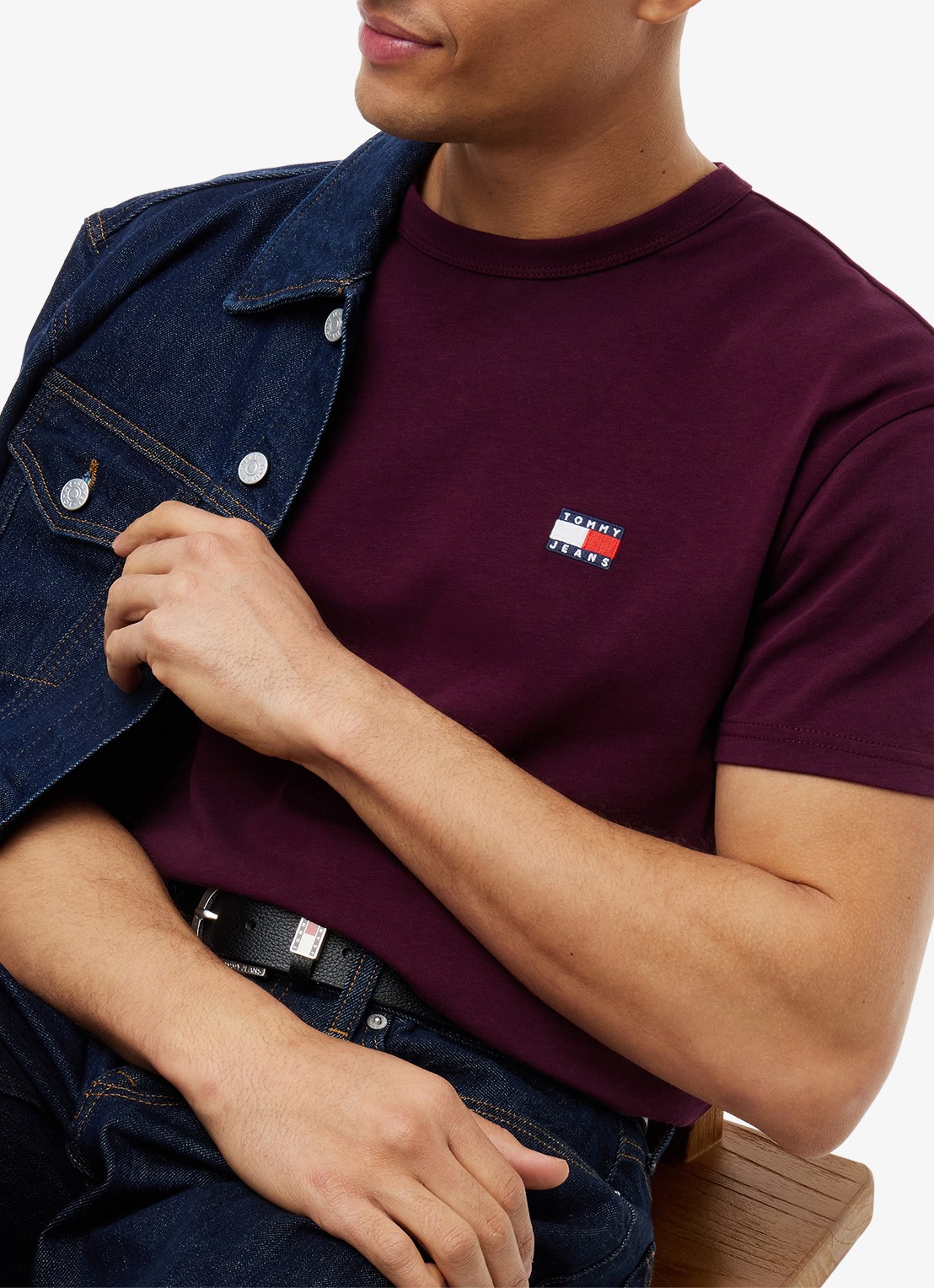 Tommy Hilfiger T-shirt met logo - detail 3 calypso berry-v11 / rood