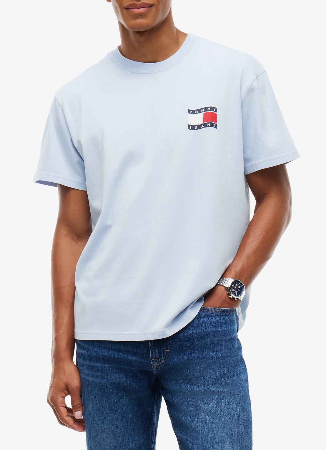 Tommy Hilfiger T-shirt met logo - detail lichtblauw
