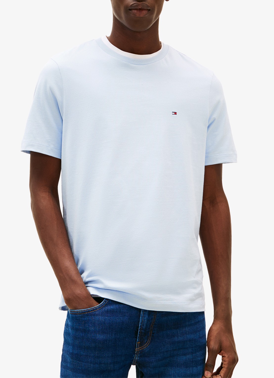 Tommy Hilfiger T-shirt met logo - detail lichtblauw