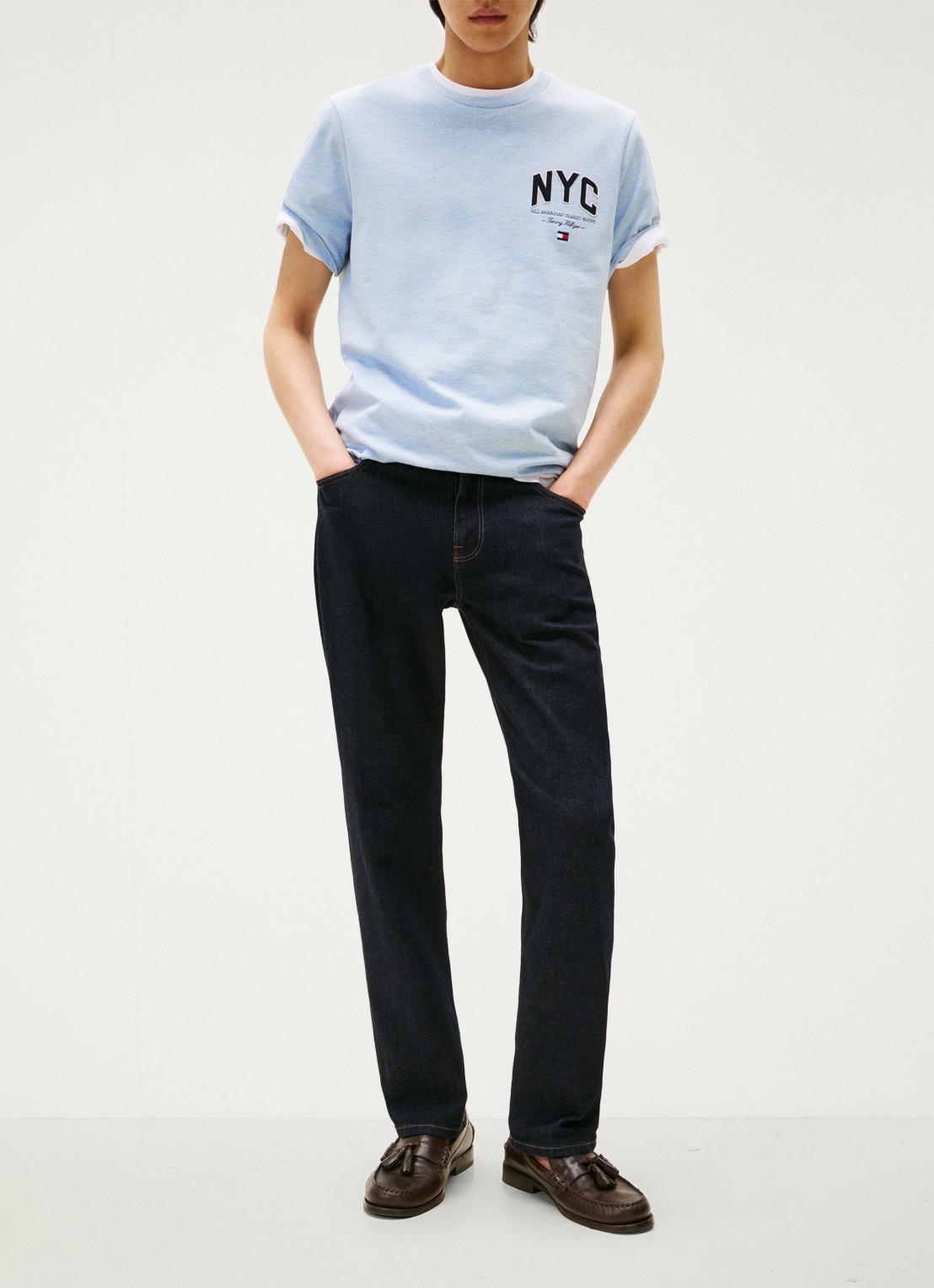 Tommy Hilfiger T-shirt met logo - voorkant 4 lichtblauw