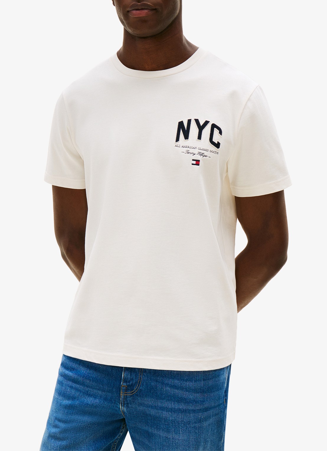 Tommy Hilfiger T-shirt met logo - detail gebroken wit