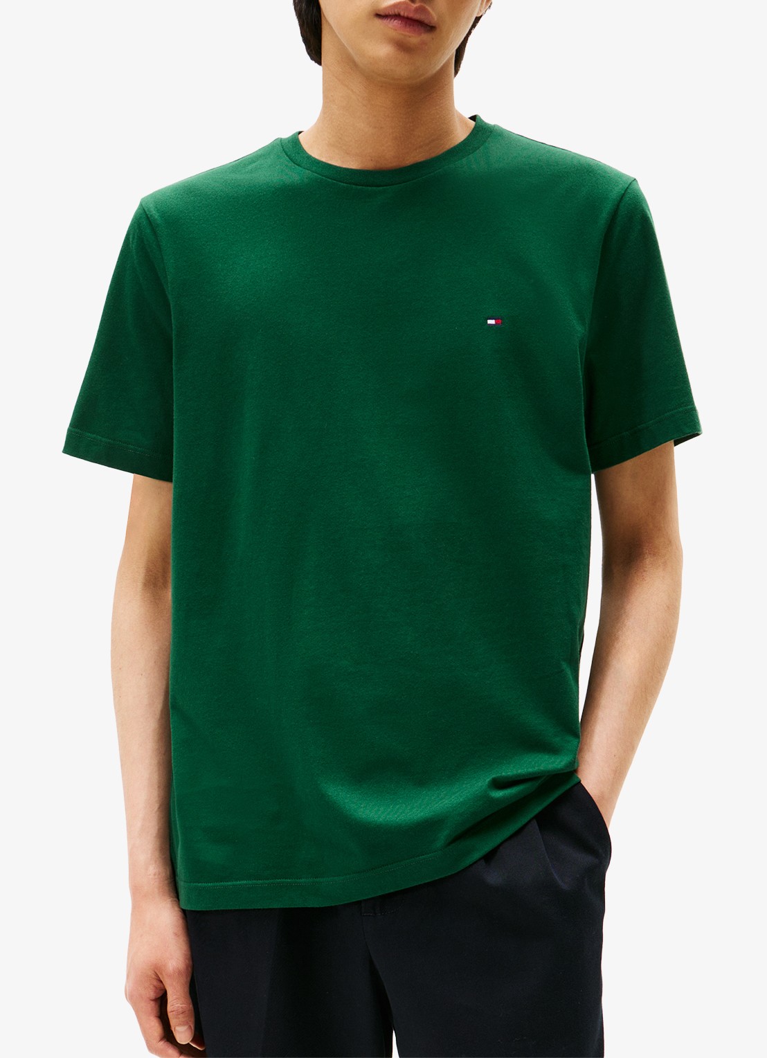 Tommy Hilfiger T-shirt met logo - detail 2 donkergroen