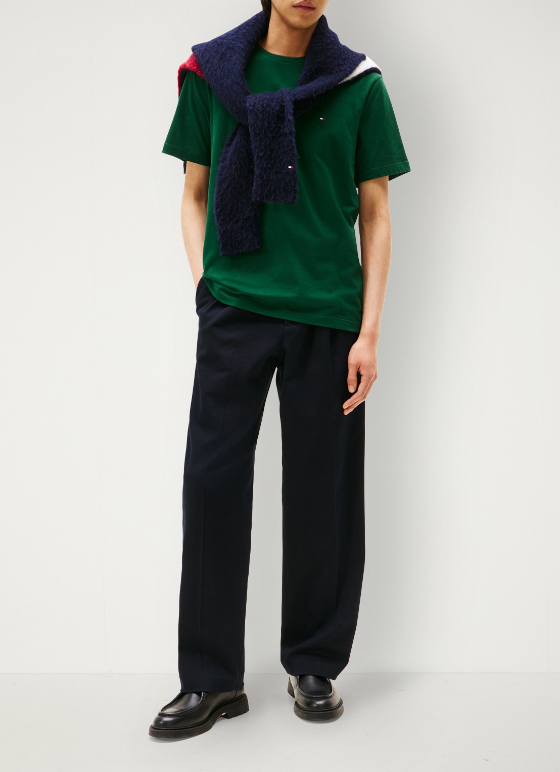 Tommy Hilfiger T-shirt met logo - voorkant 5 donkergroen