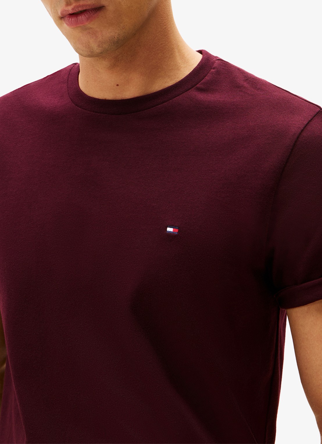 Tommy Hilfiger T-shirt met logo - detail 2 bordeauxrood
