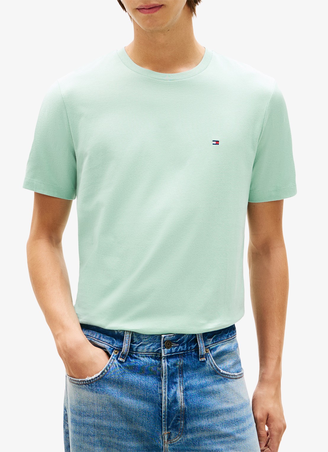 Tommy Hilfiger T-shirt met logo - detail crushed mint