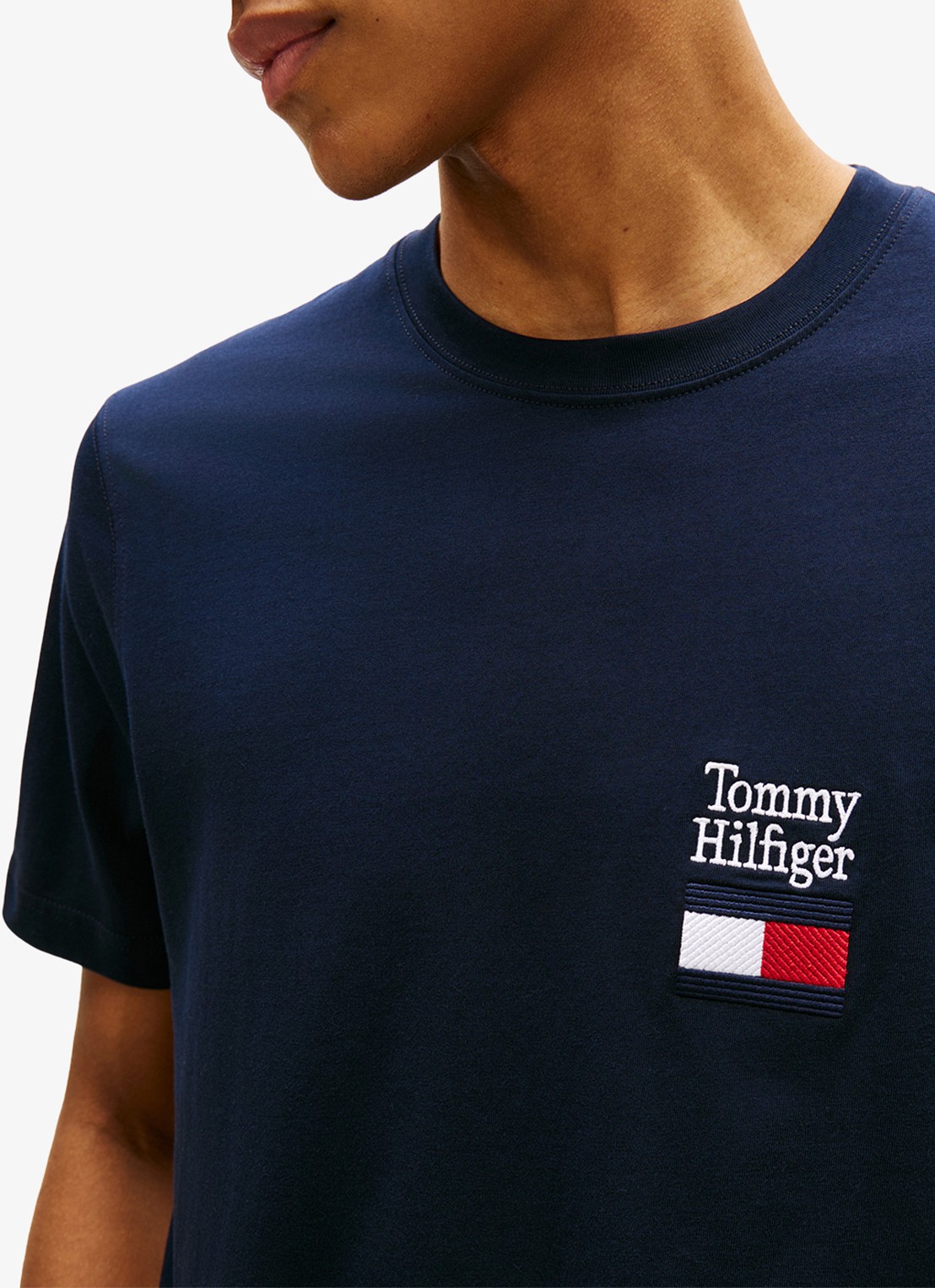 Tommy Hilfiger T-shirt met logo - detail 4 donkerblauw
