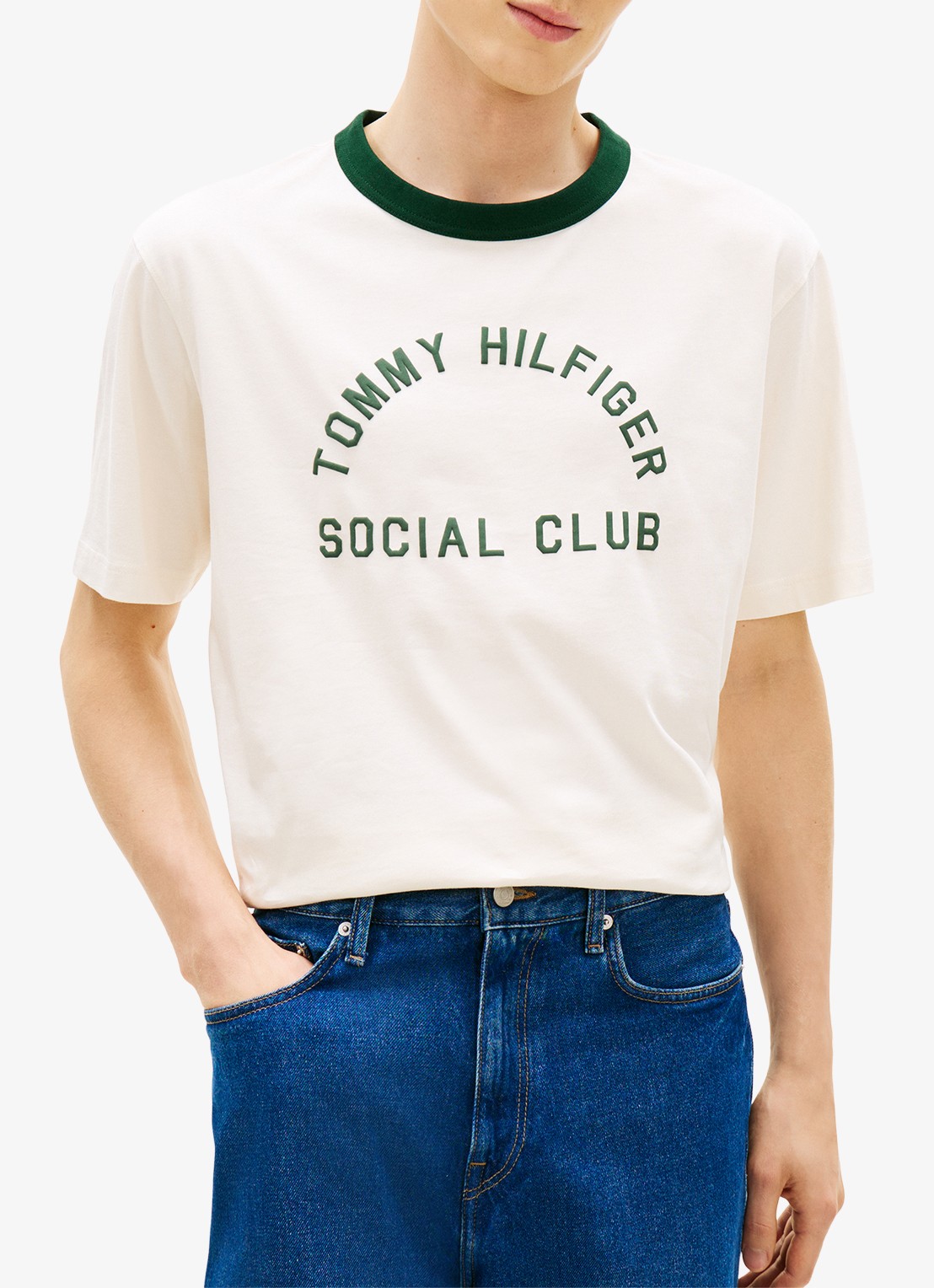 Tommy Hilfiger T-shirt met logo - detail beige