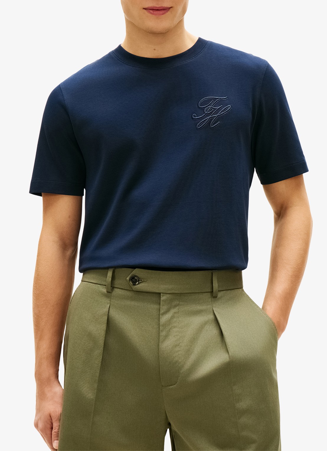 Tommy Hilfiger T-shirt met logo - detail 2 donkerblauw