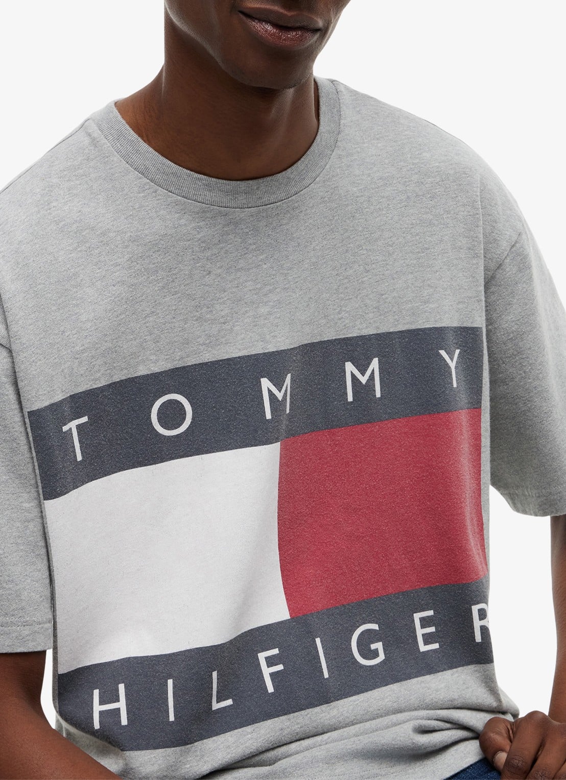 Tommy Hilfiger T-shirt met logo - detail 2 lichtgrijs