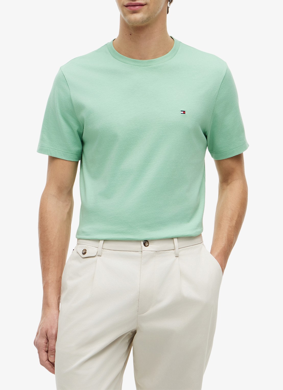 Tommy Hilfiger T-shirt met logo - detail cut grass-l1a / groen