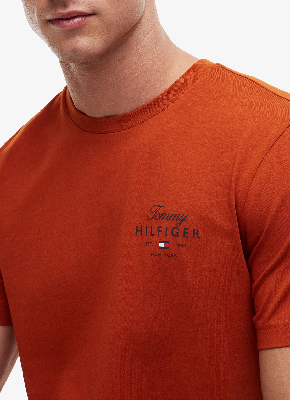 Tommy Hilfiger T-shirt met logo - detail 5 oranje