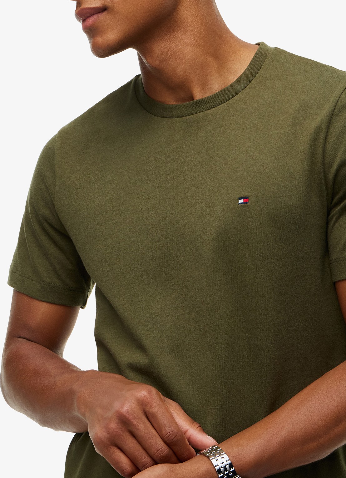 Tommy Hilfiger T-shirt met logo - detail 5 huntsman green-mt1 / groen