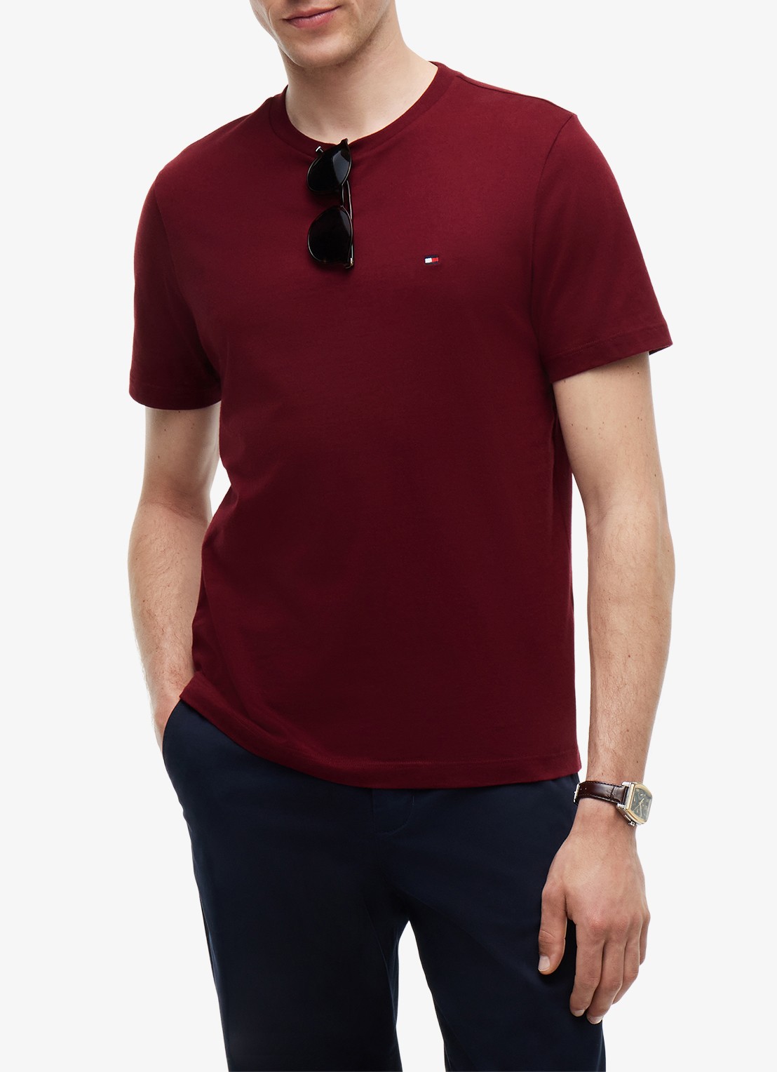 Tommy Hilfiger T-shirt met logo - detail 2 burgundy-vlp / rood