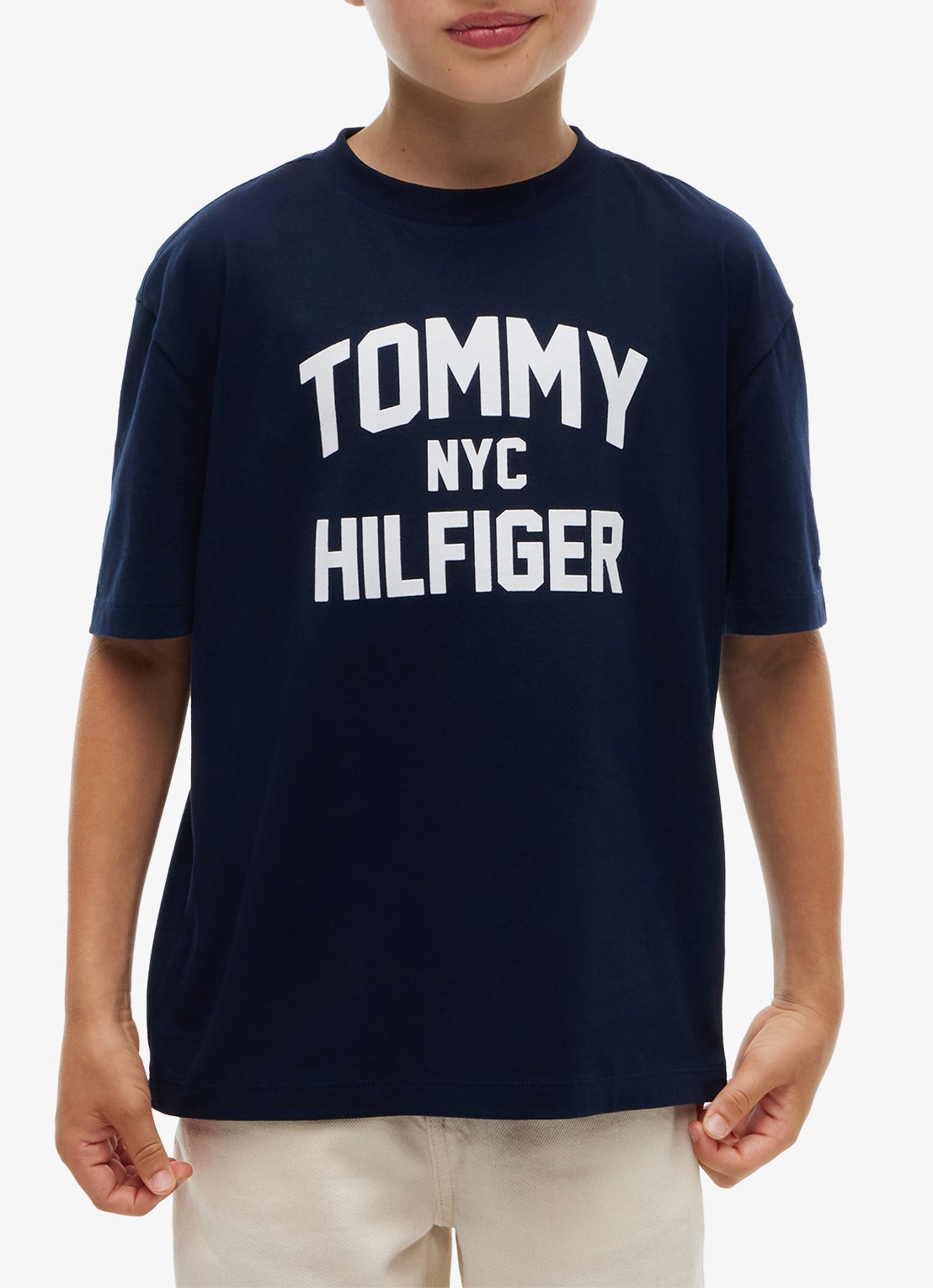 Tommy Hilfiger T-shirt met logo  - detail donkerblauw