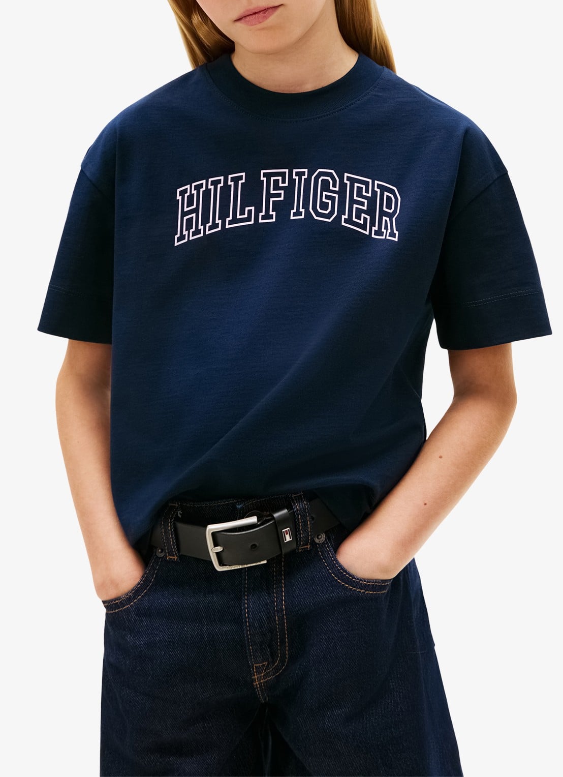 Tommy Hilfiger T-shirt met logo - detail 4 donkerblauw
