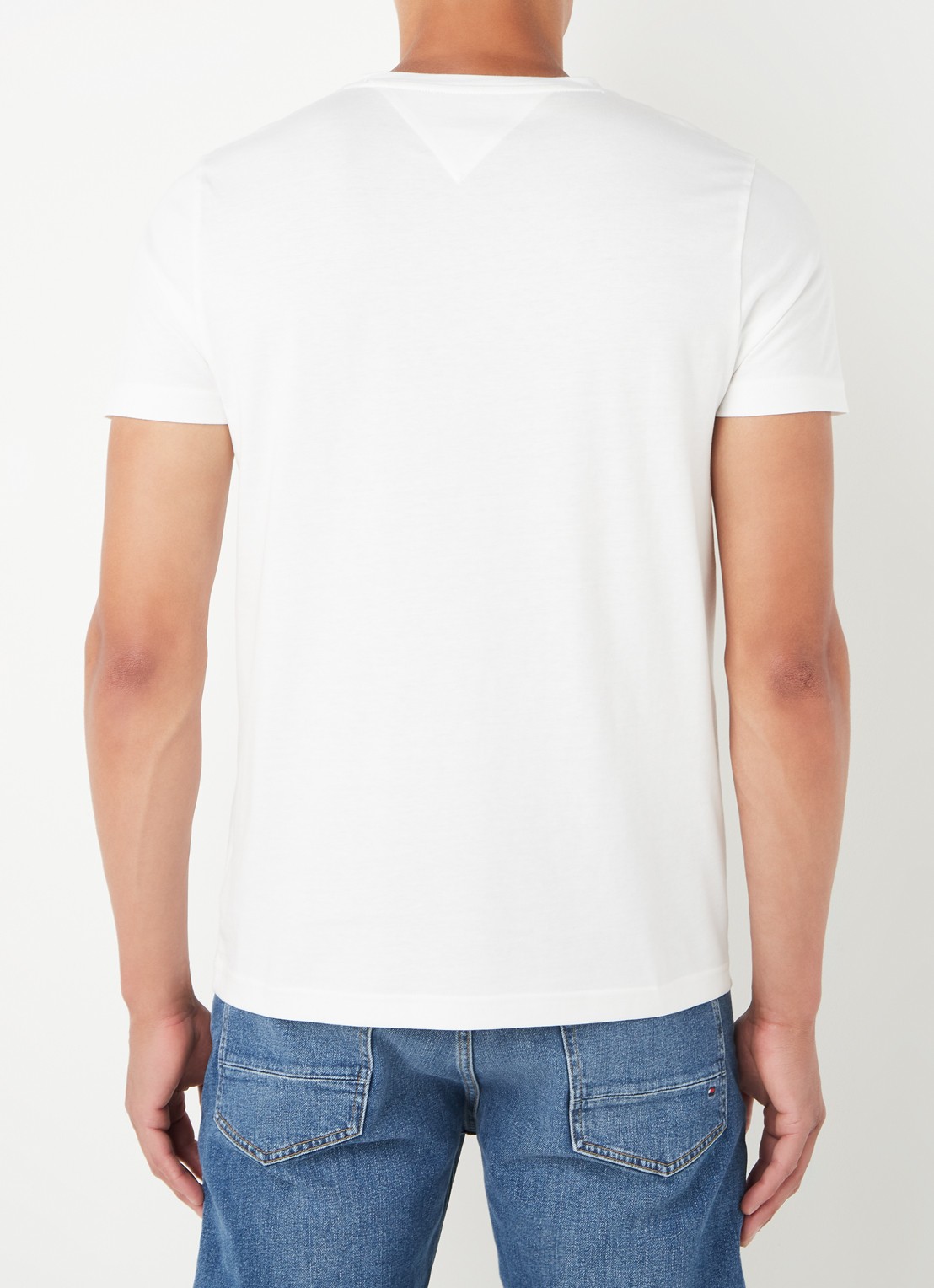 Tommy Hilfiger T-shirt met logoborduring en ronde hals - achterkant 4 wit