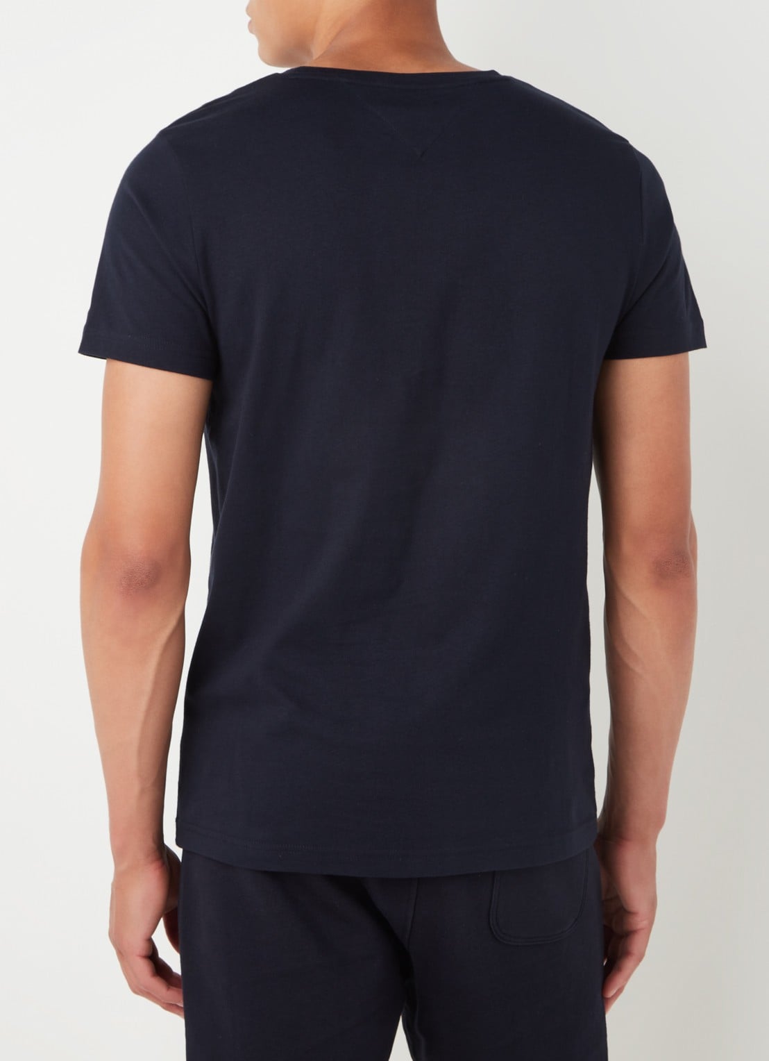 Tommy Hilfiger T-shirt met logoborduring en ronde hals - achterkant 4 donkerblauw
