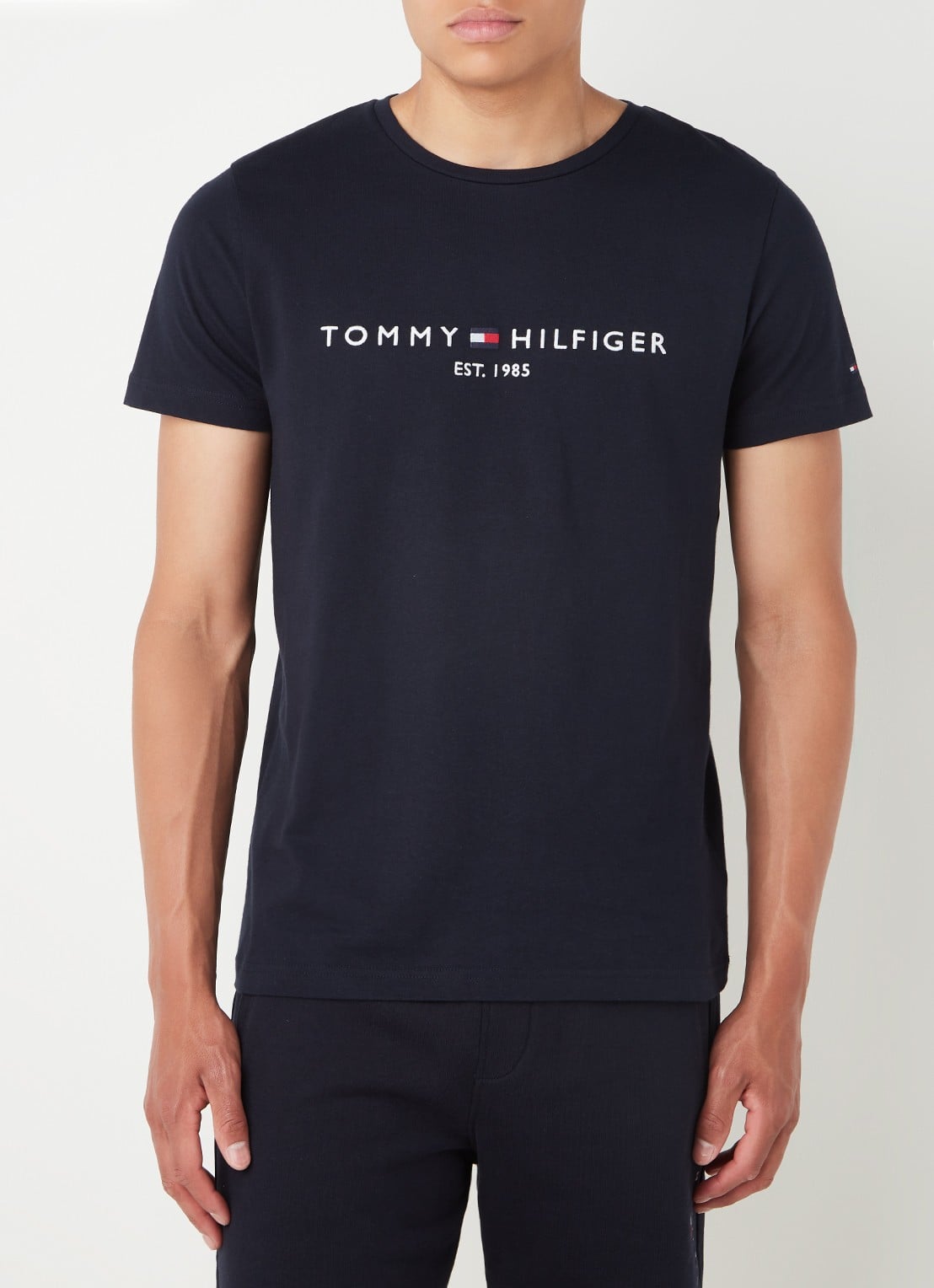 Tommy Hilfiger T-shirt met logoborduring en ronde hals - detail 3 donkerblauw