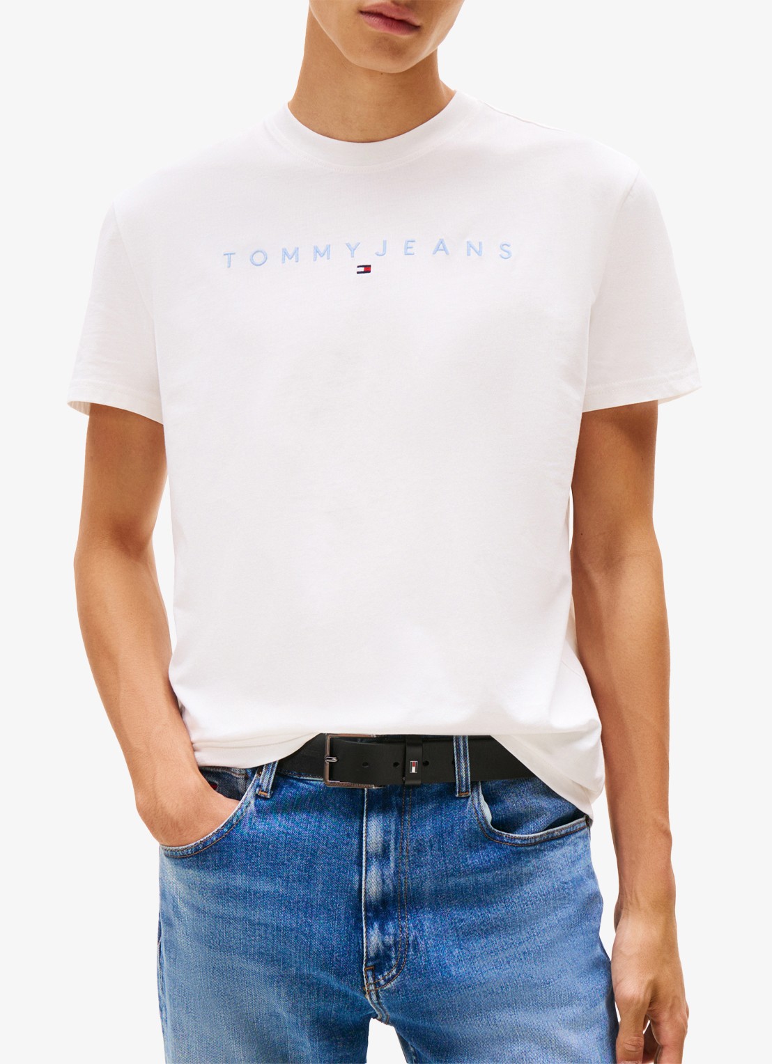 Tommy Hilfiger T-shirt met logoborduring - detail creme