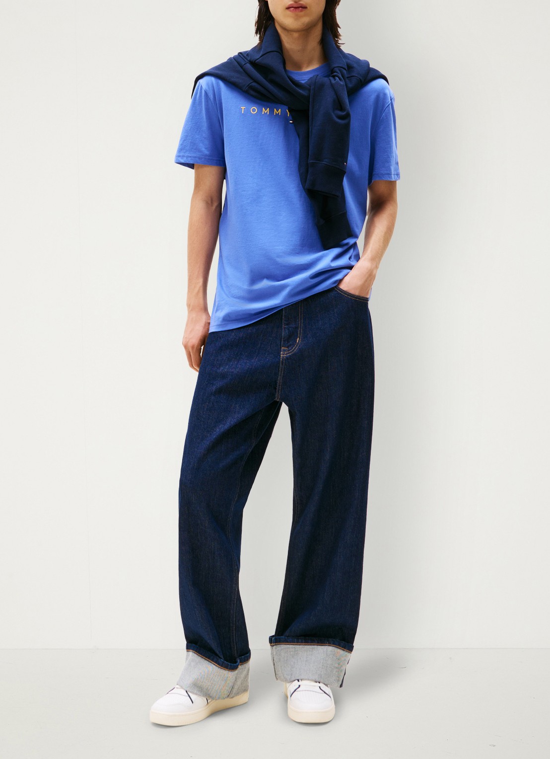 Tommy Hilfiger T-shirt met logoborduring - voorkant 2 blauw