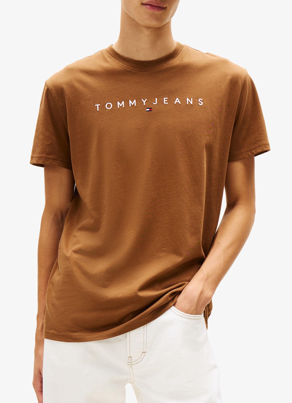 Tommy Hilfiger T-shirt met logoborduring - detail 2 bruin