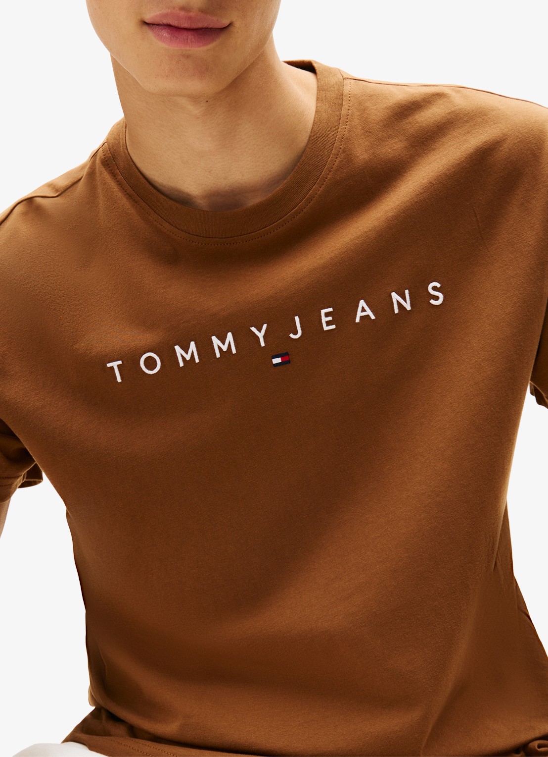 Tommy Hilfiger T-shirt met logoborduring - detail 3 bruin