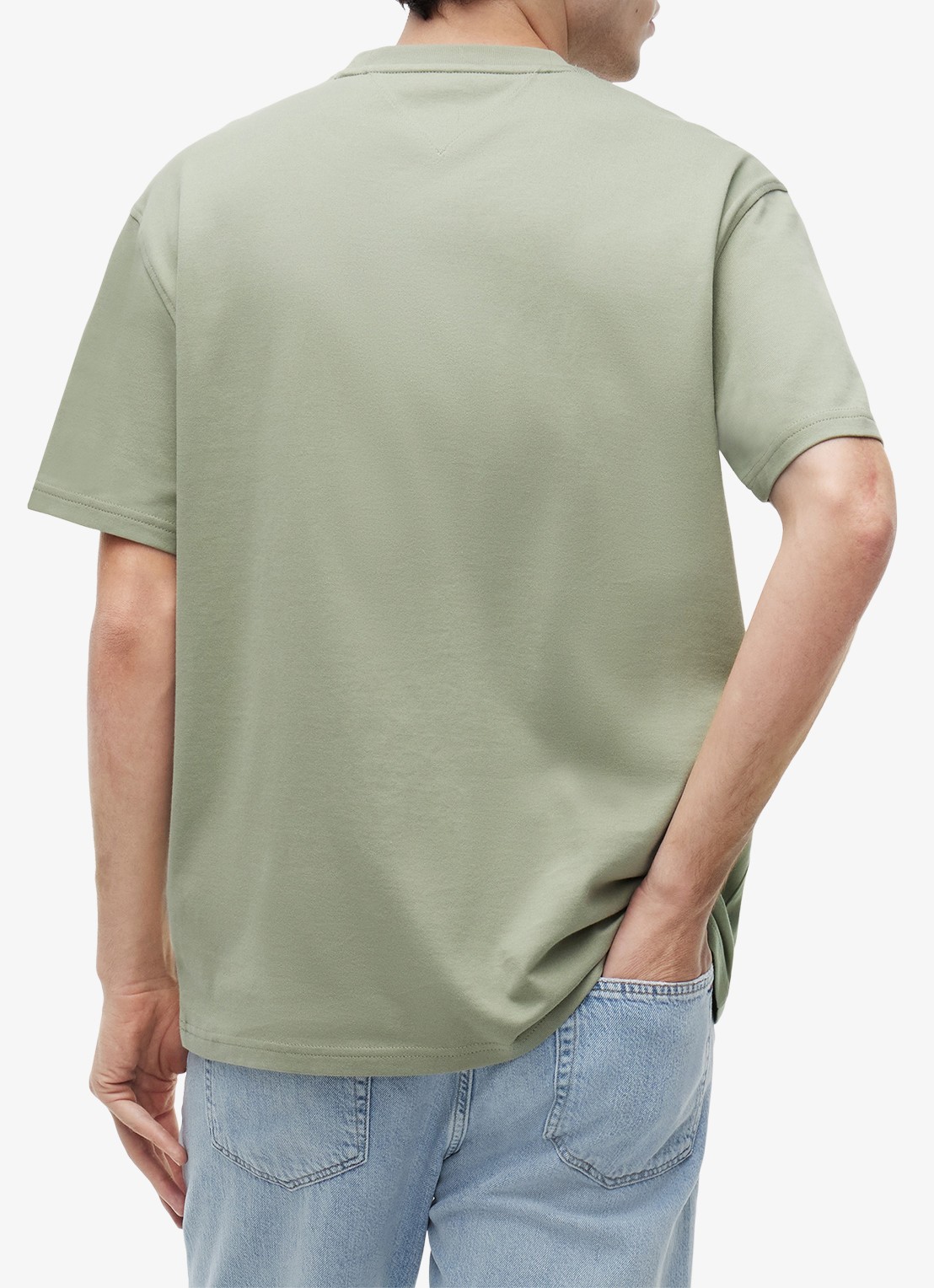 Tommy Hilfiger T-shirt met logoborduring - achterkant olijfgroen