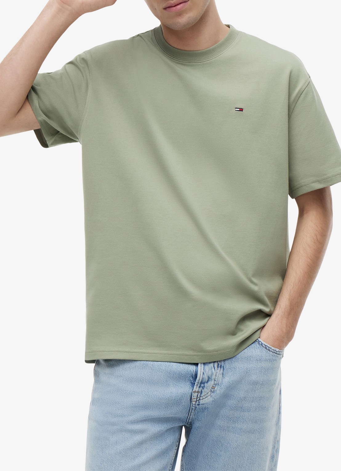 Tommy Hilfiger T-shirt met logoborduring - detail 2 olijfgroen