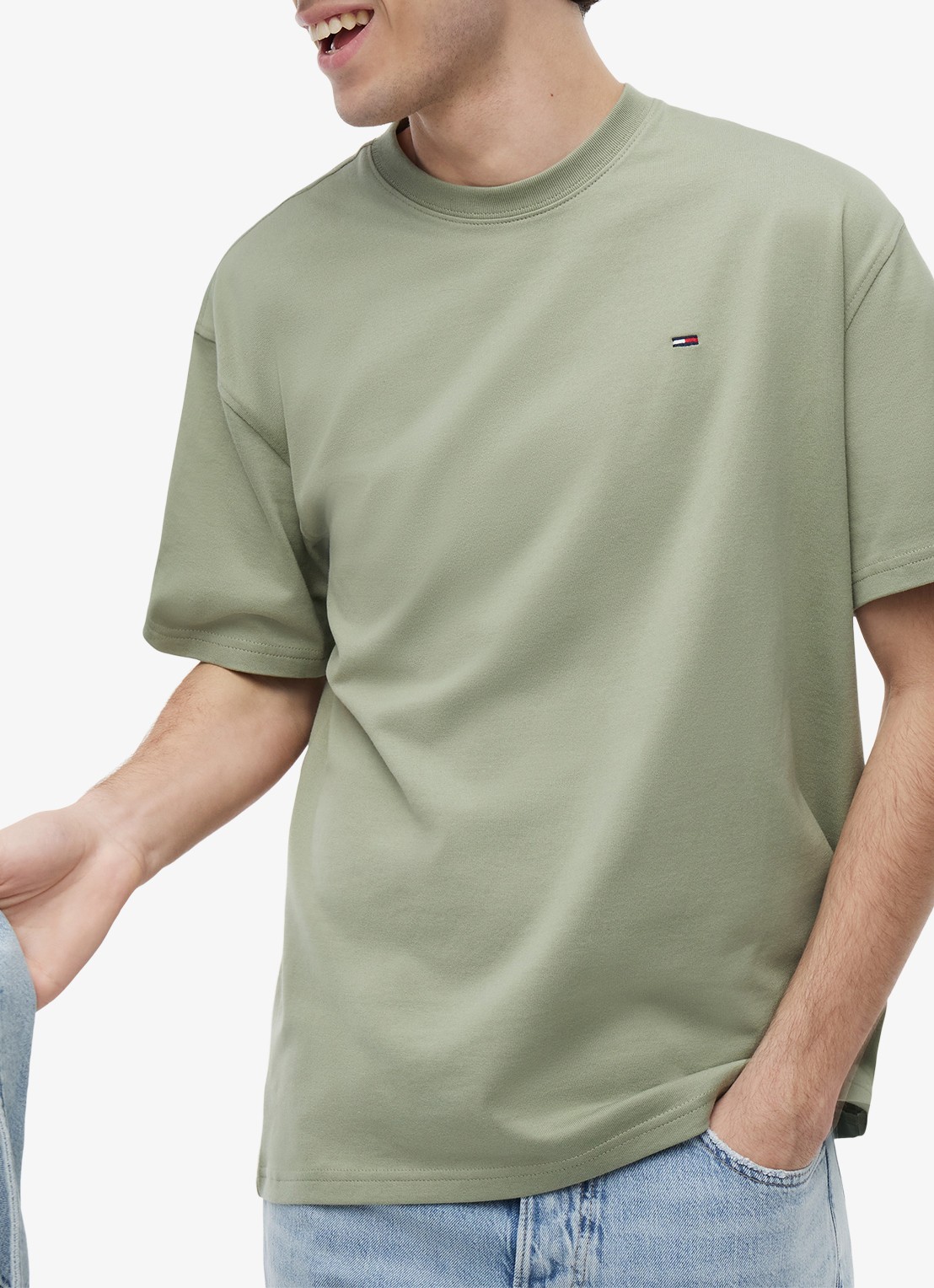 Tommy Hilfiger T-shirt met logoborduring - detail 4 olijfgroen