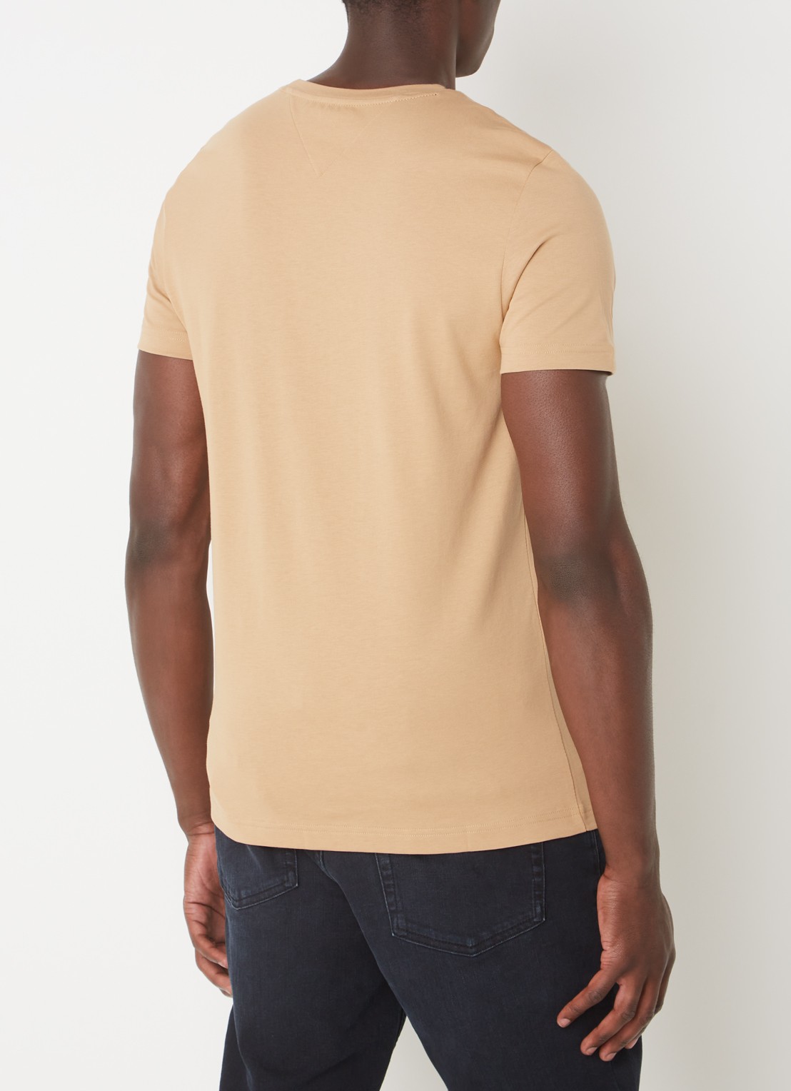 Tommy Hilfiger T-shirt met logoborduring  - achterkant 4 classic khaki / beige
