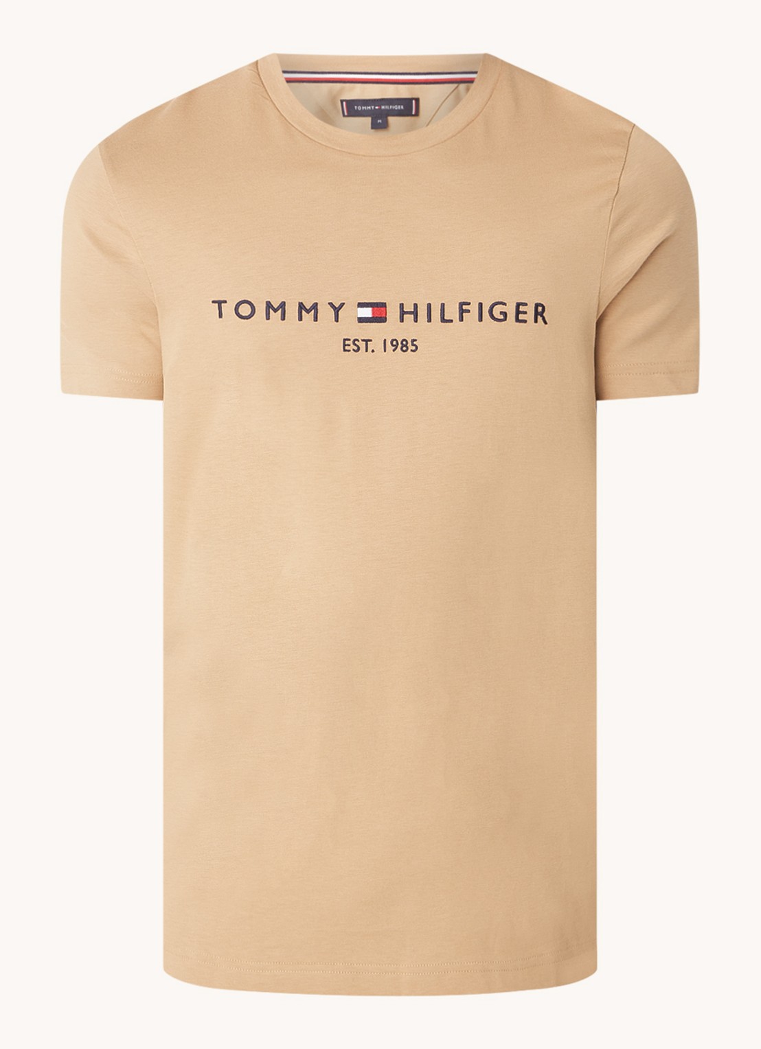 Tommy Hilfiger T-shirt met logoborduring  - voorkant 2 classic khaki / beige