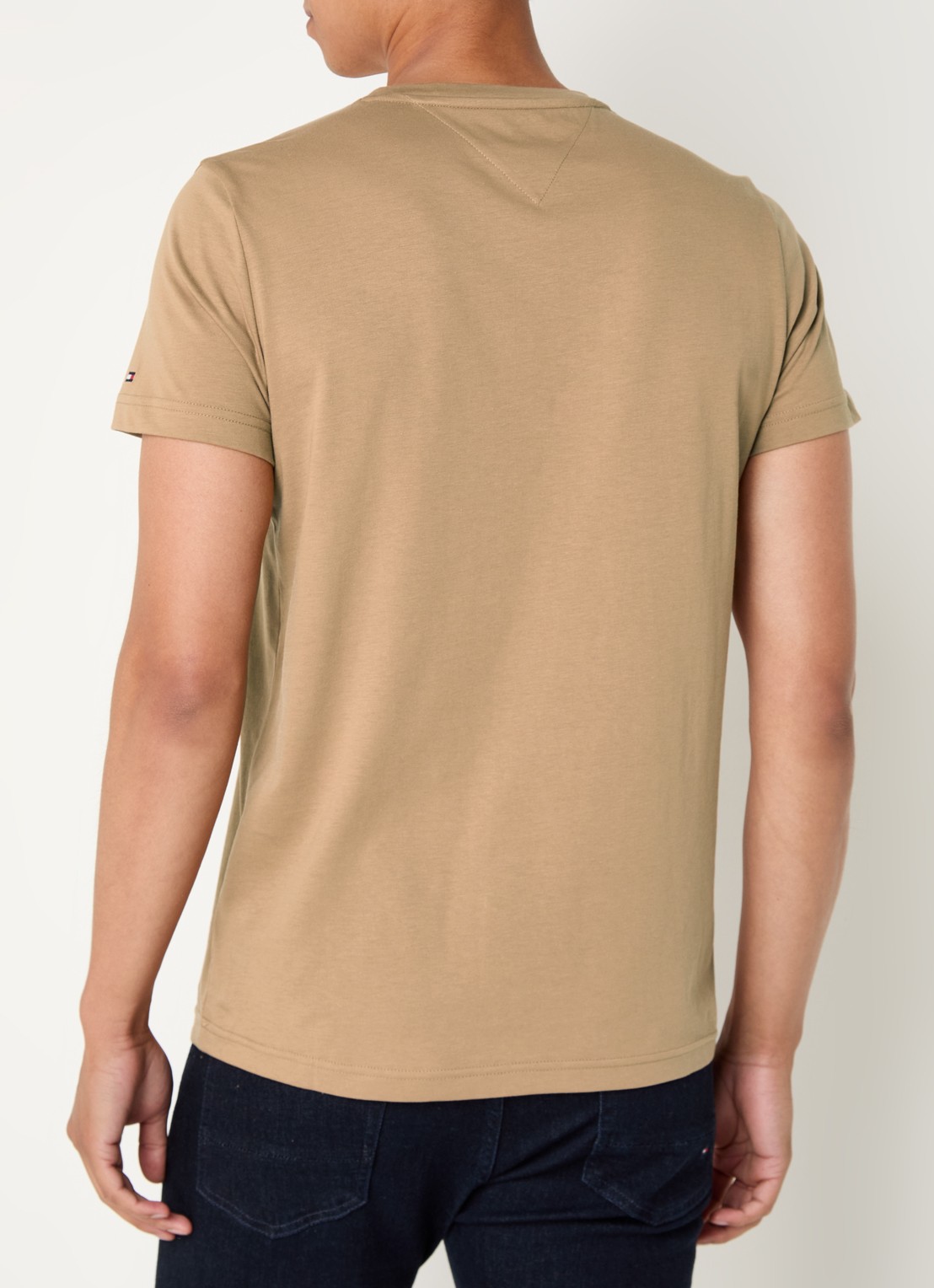 Tommy Hilfiger T-shirt met logoborduring  - achterkant safari canvas / beige
